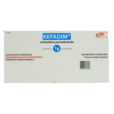 CEFTRIAXONA 01 GR I.V CX 50 AMP ABL*