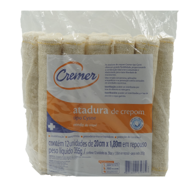 ATADURA CREPOM 20CM X 1,80MT C/12 CREME*