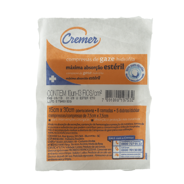 COMPRESSA GAZE EST 7,5X7,5 13FIOS C/10UN